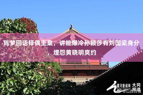 陈梦回话择偶圭臬，讲能爆冷孙颖莎有刘国梁身分，埋怨黄晓明爽约