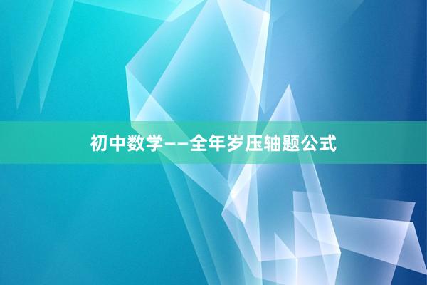 初中数学——全年岁压轴题公式